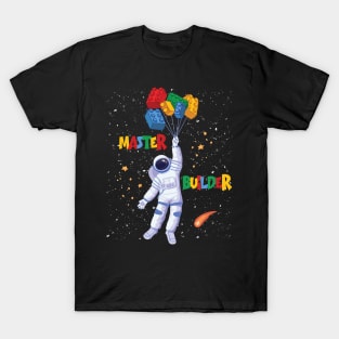 Space Astronaut Master Builder funny Building Blocks Bricks Gift For Boy Girl Kids T-Shirt